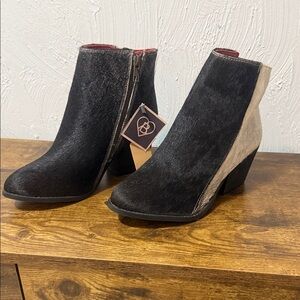 Stylish Black and Cream Ankle Boots
